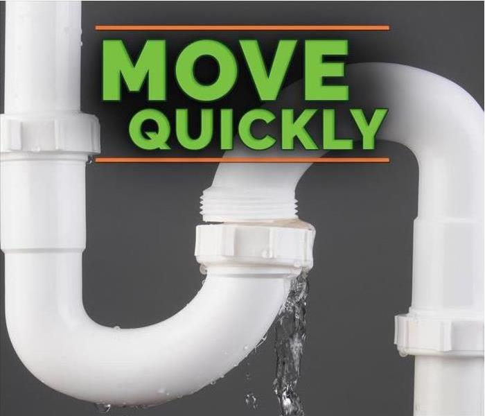 Leaking pipe system with the Phrase Move Quickly